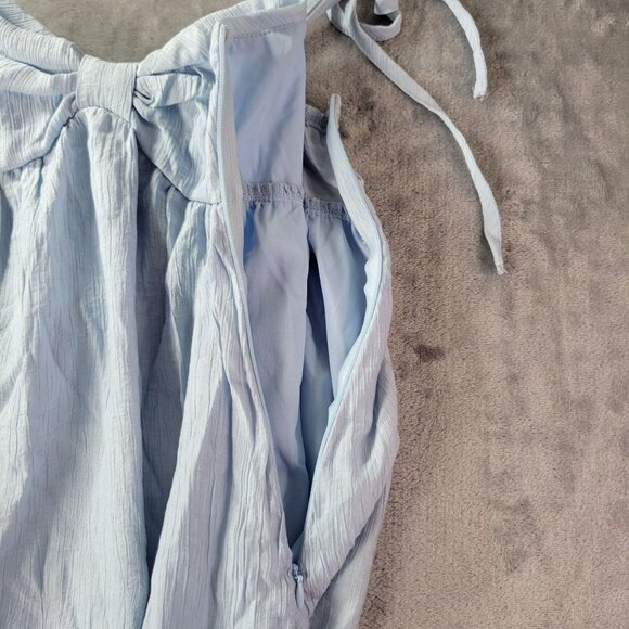 Womens Baby Doll‎ Mini Dress XS Blue Tie Strap Edgy Y2K Cottagecore Aesthetics - Picture 6 of 9